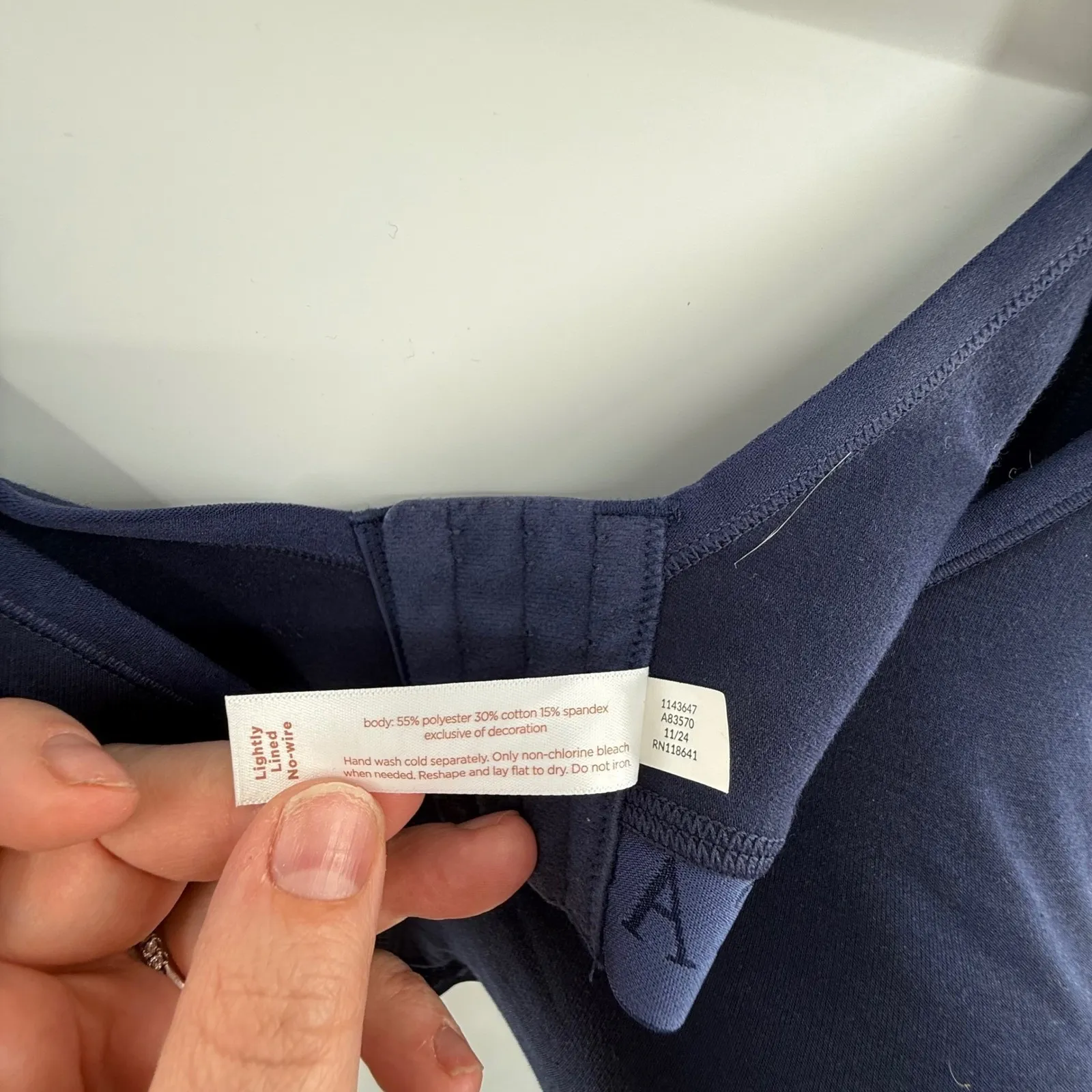 Cacique Lightly Lined No Wire Bra Navy Blue Everyday Comfort 44DD - Image 4