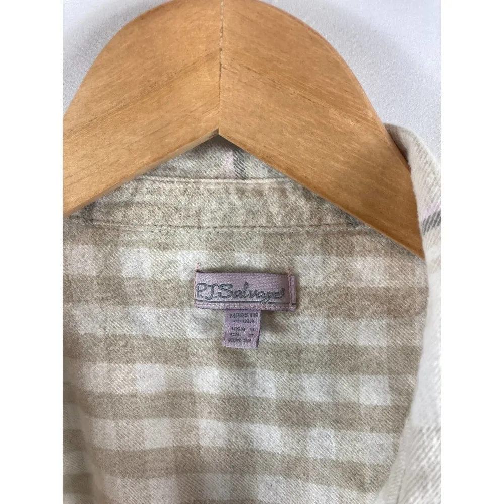 PJ Salvage plaid button down flannel shirt S - Image 3