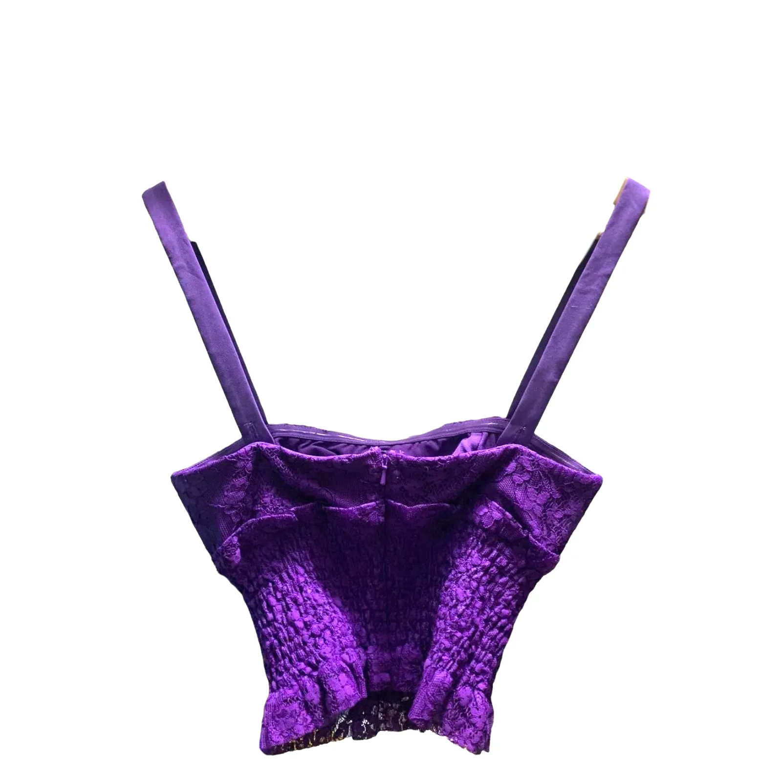 NBD Lupine Purple‎ Lace Ruched Crop Tank Top Revolve Clothing New Size XXS - Image 4