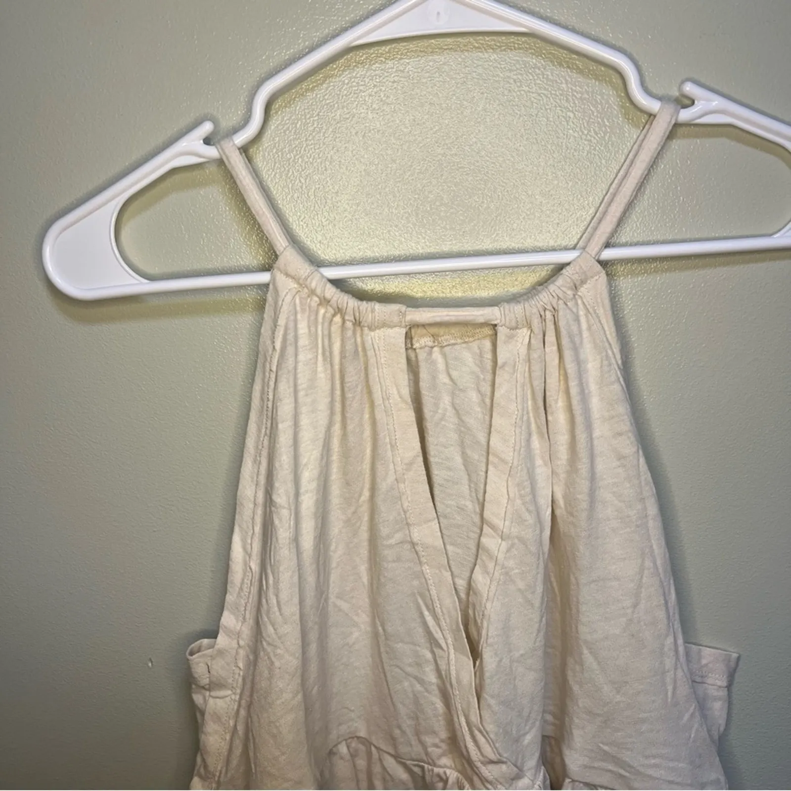 NWT American Eagle Cream Cotton Babydoll Halter Tank Top Medium Y2K Boho Airy - Image 9