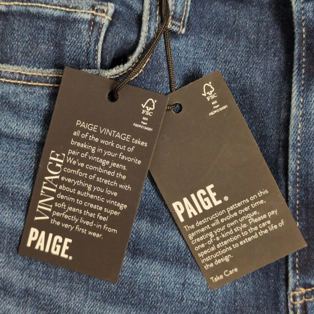 NWT PAIGE Stella High Rise Straight Leg Jeans Soleil Destructed Size 27 - Image 13