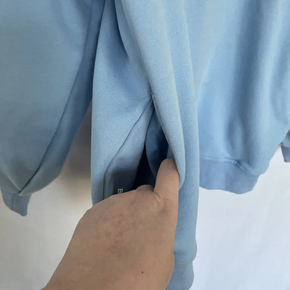 Anrabess Light Blue Oversized Pullover Sweatshirt With Cowl Neck & Ribbed Cuffs Size L - Image 4