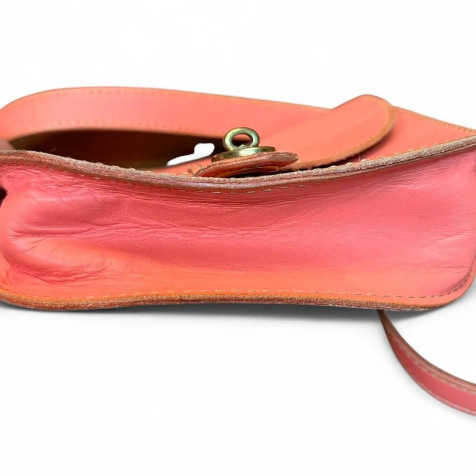 Fossil Austin Flap Salmon Genuine Leather Saddle Bag / Cross Body Purse - Image 7