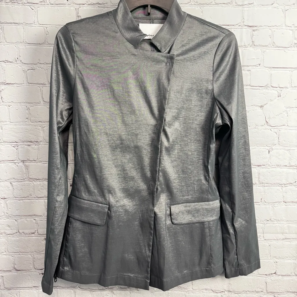 Symphony  + Note grey nylon Jacket ladies small glam preppy - Image 4