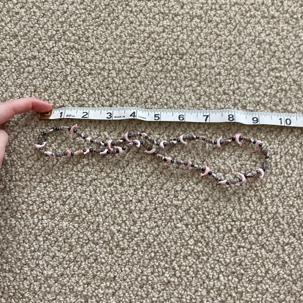 Pink Dolphin Seashell Necklace Beaded Necklace Spin Closure Beach Boho EUC - Image 7