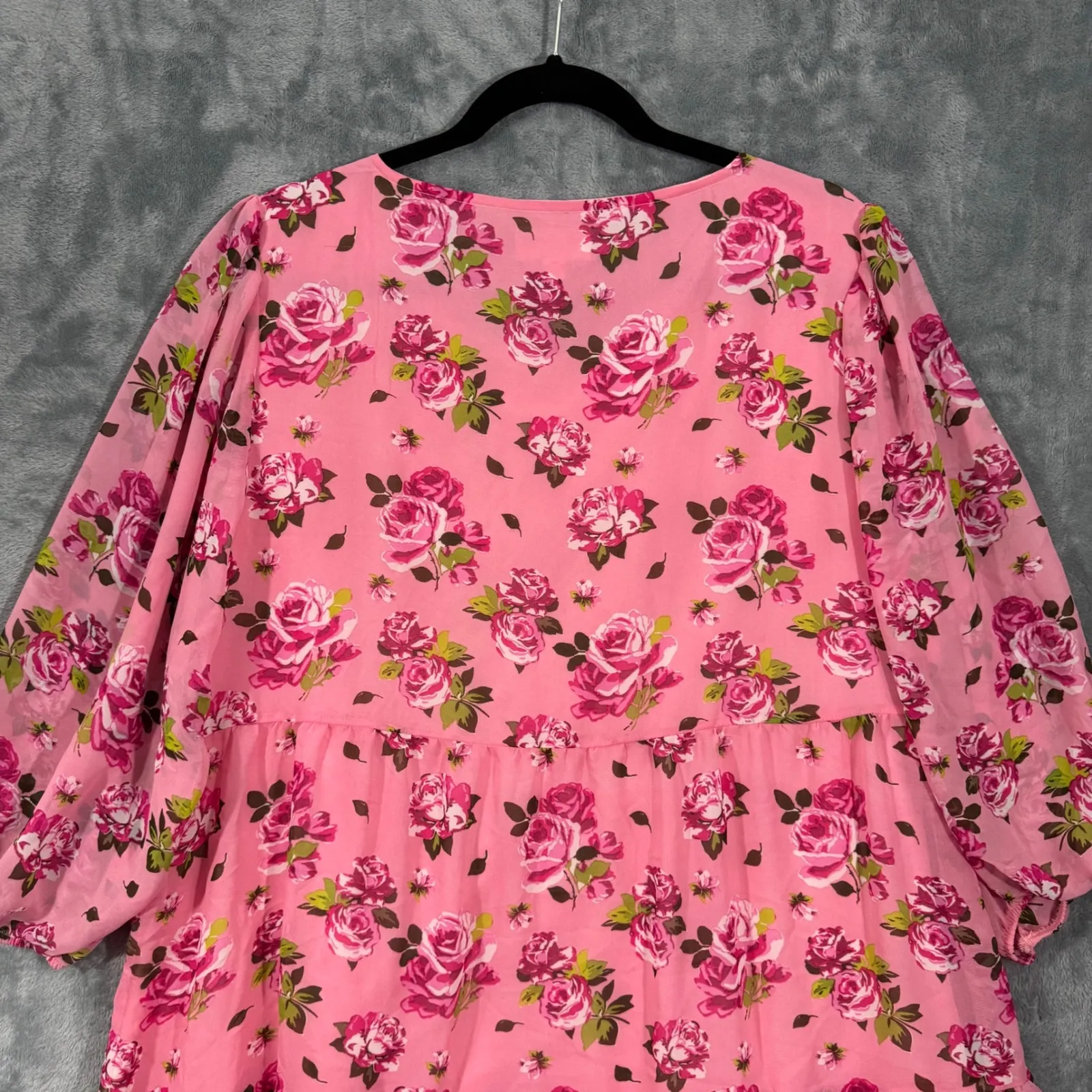 Luv Betsey by Betsey Johnson Floral Pink Printed Babydoll House Dress Size Large - Image 9