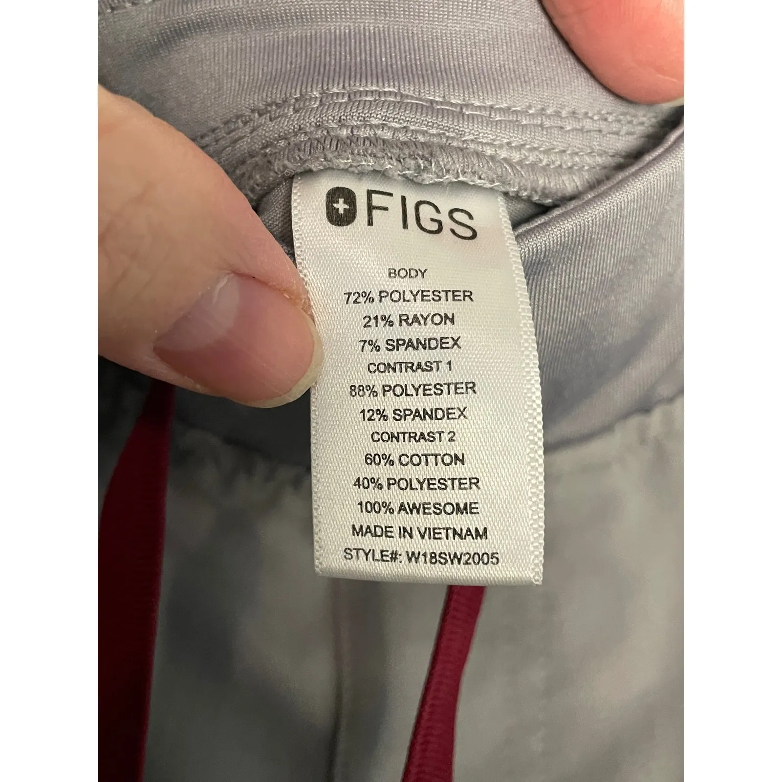 FIGS Technical Collection Jogger Scrub Pants Women Size L Grey W18SW2005 - Image 4