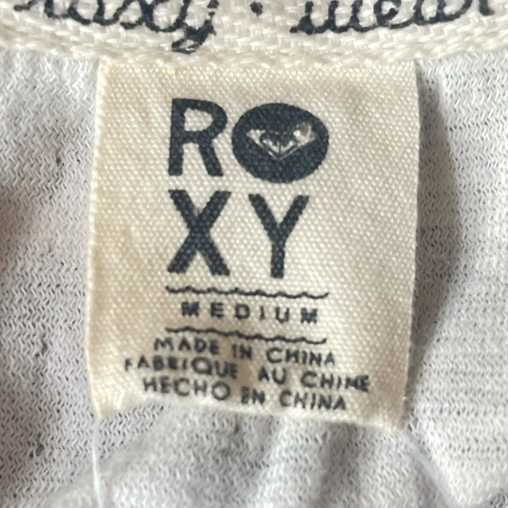 Roxy Striped Hooded Sweatshirt Gray White Size Medium - Image 3