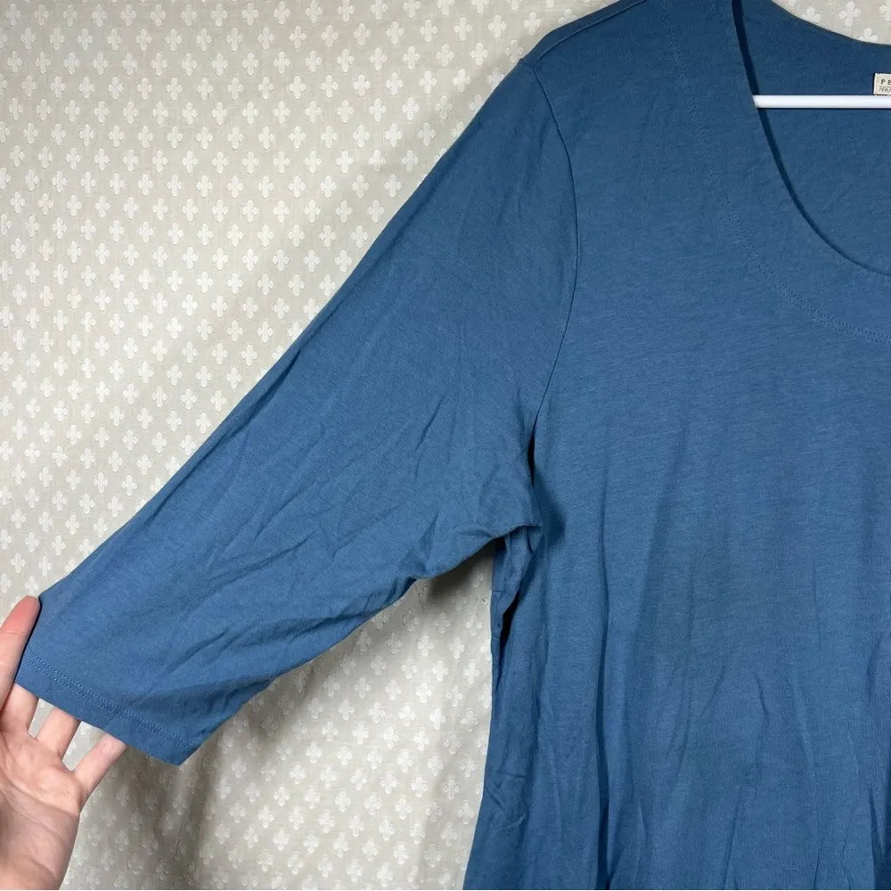 Peruvian Connection‎ Blue Pima Cotton Blend Tunic Top - Image 3