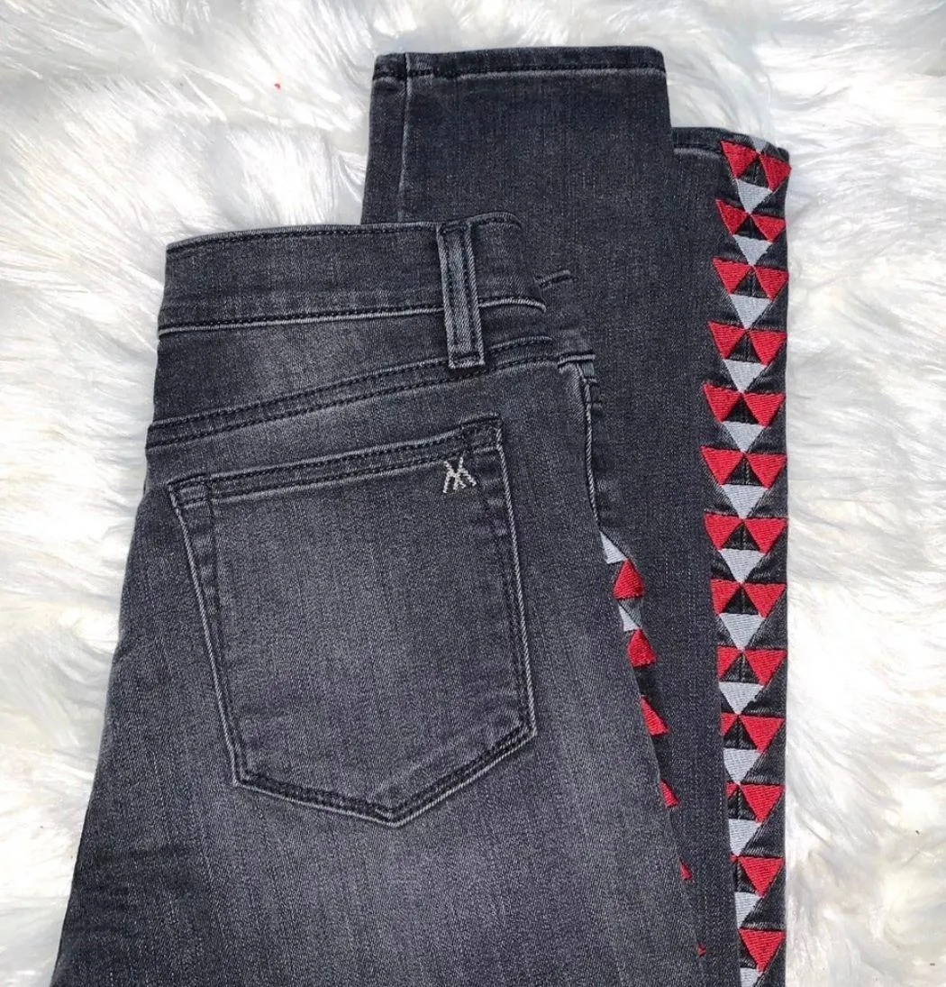 Vintage Embroidered Denim Skinny Jeans 27 - Image 4