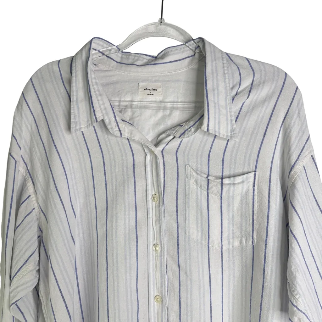 Wilfred Free Aritzia Linen Blend Relaxed‎ Striped Button-down Shirt Small S - Image 4