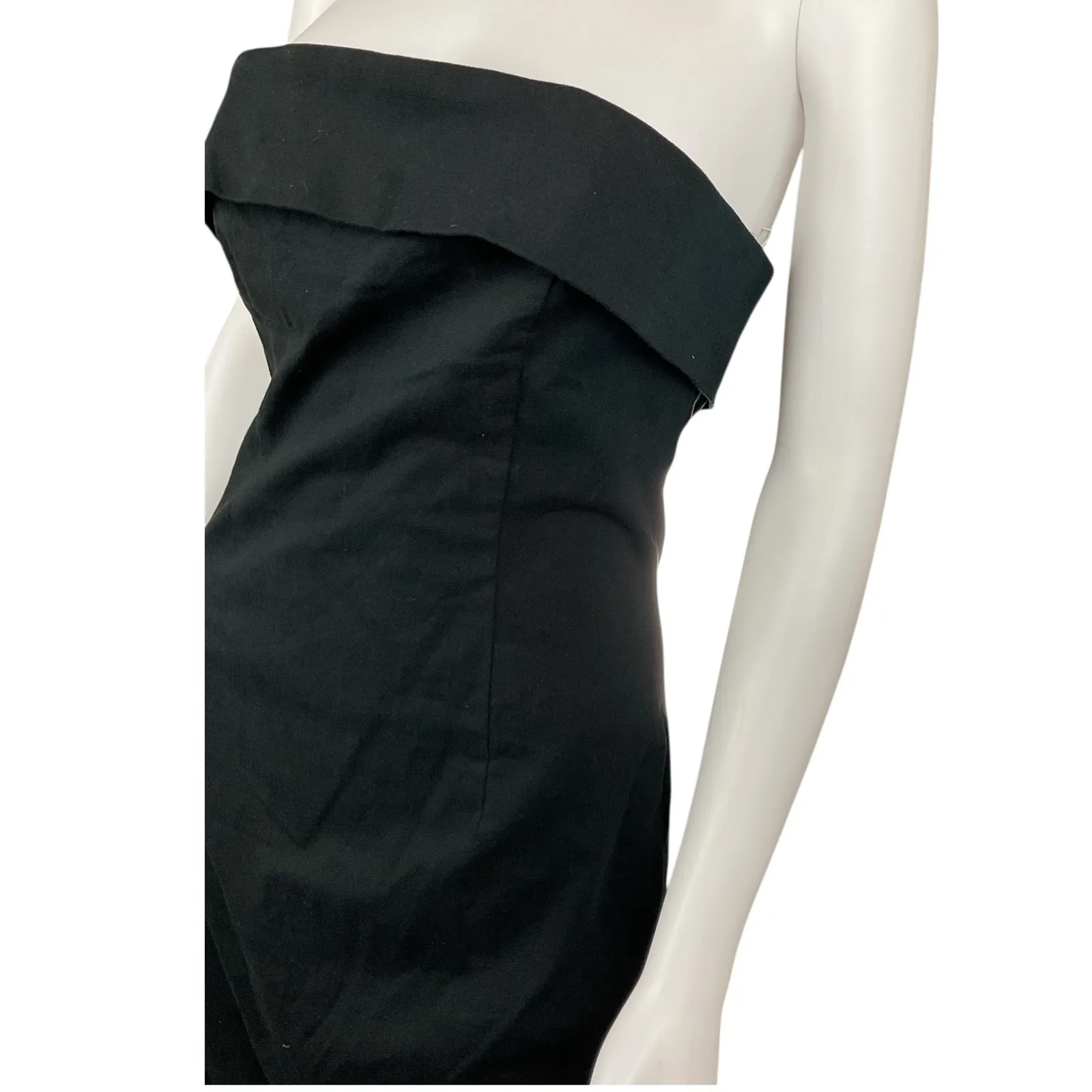 Entro Black Strapless Midi Dress Cotton‎ Blend Bodycon Cocktail Party Women's M - Image 4