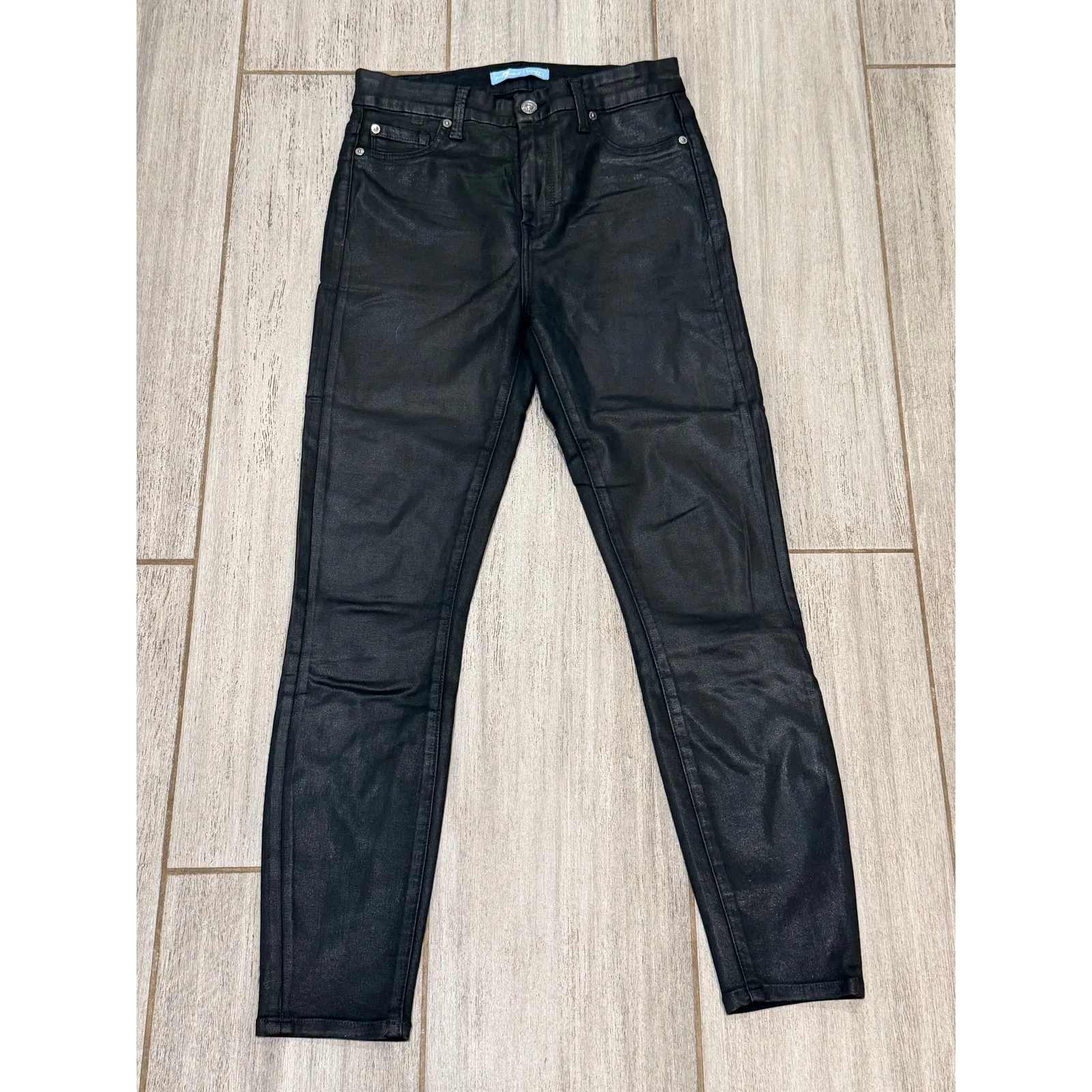 7 For All Mankind B(Air) Jeans Skinny Womens 28 Black Ankle High Rise Metallic - Image 5