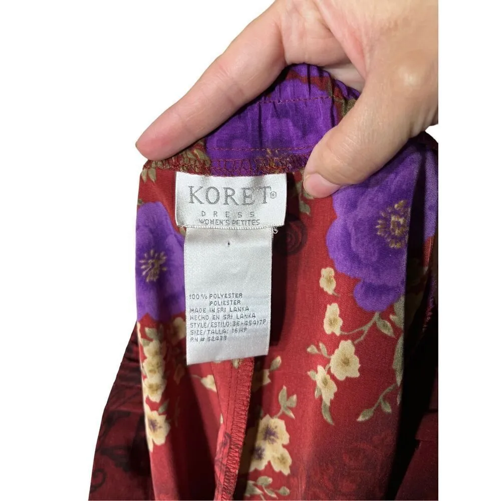 Vintage‎ Koret Flower Print Skirts Size 16P Red - Image 7