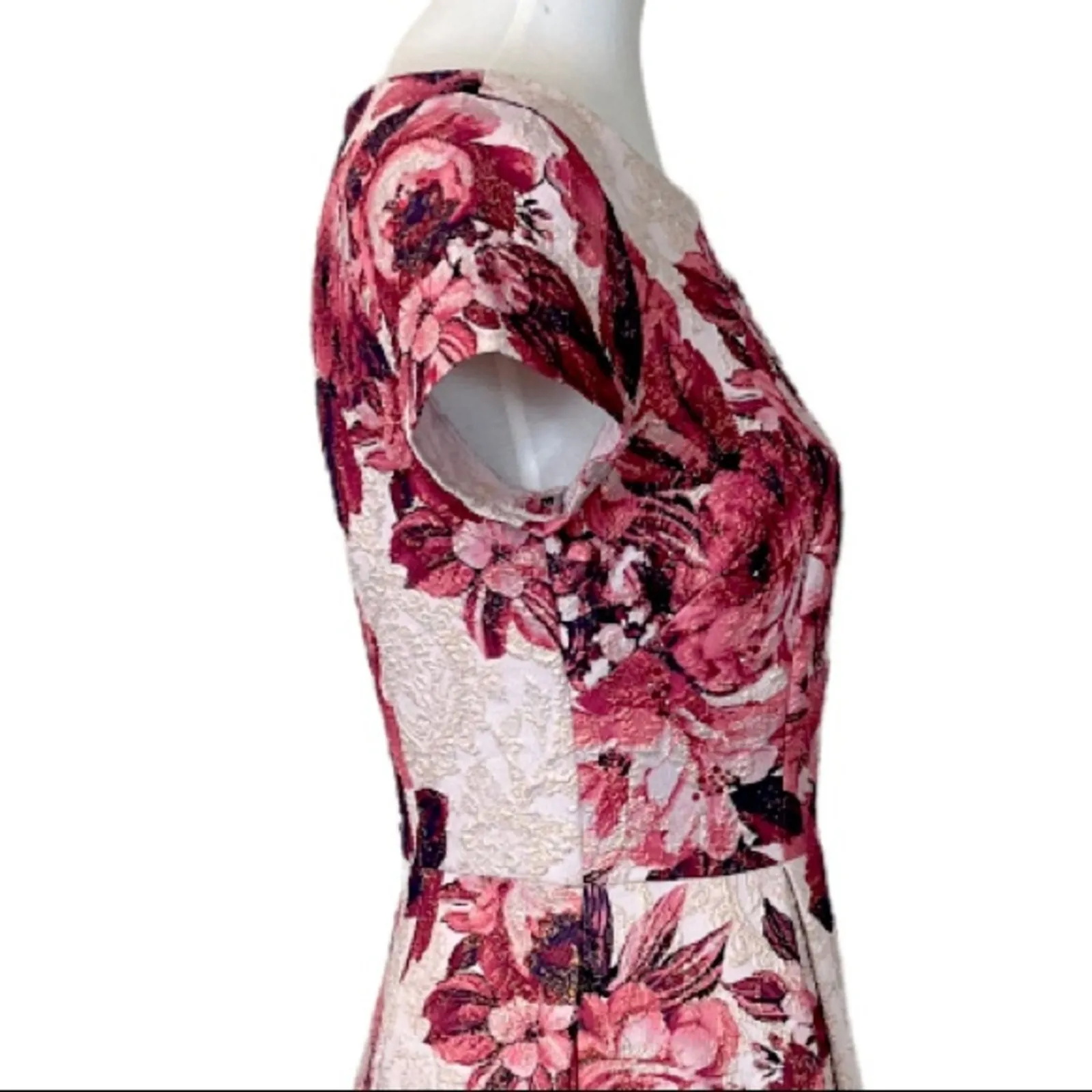 Adrianna Papell Women's Dress Cocktail Pink Shimmer Fit Flare Pockets Size 4 - Image 7