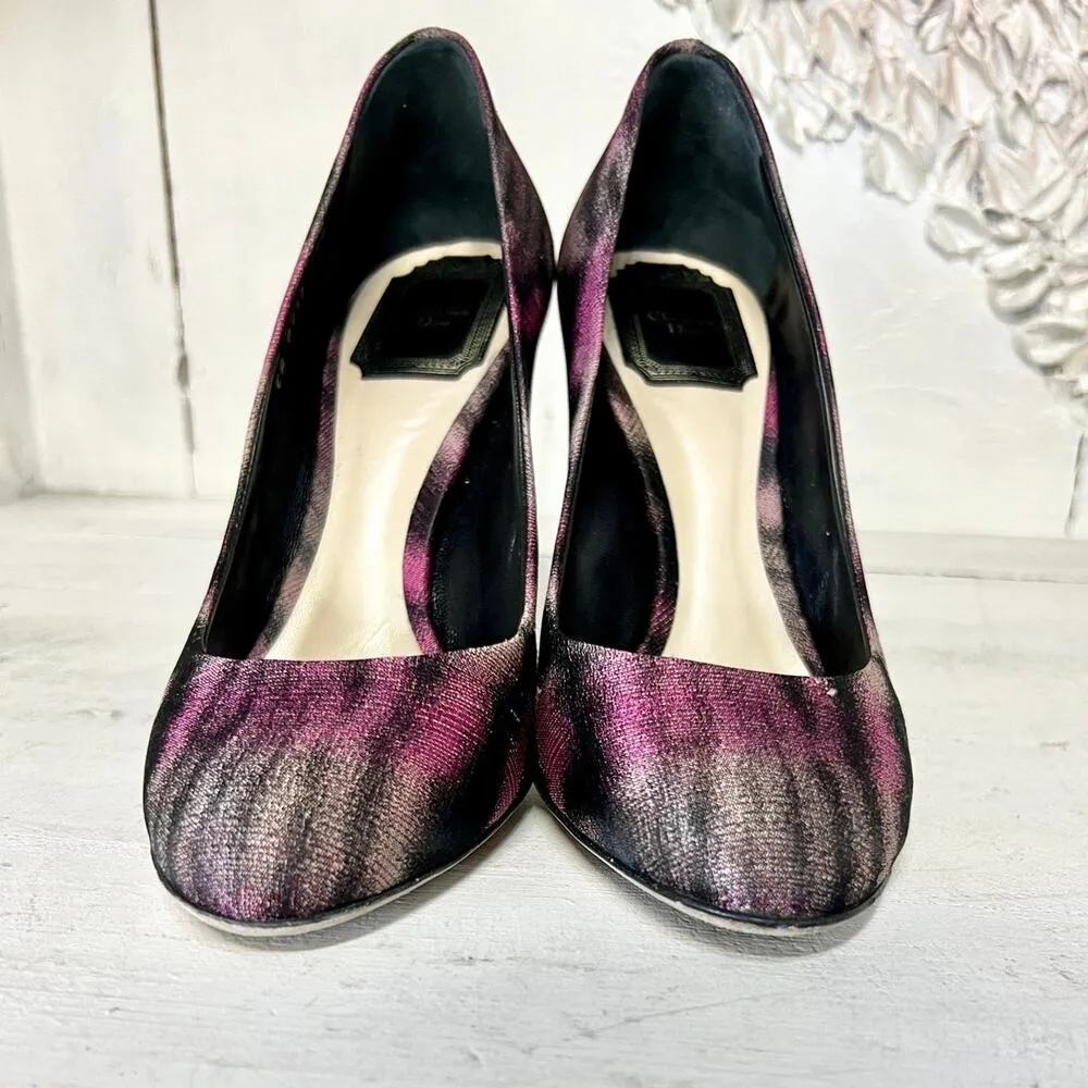Dior Slip On Round Toe Stilettos Heel Pumps Shoes Purple/Black Women Size 38 / 8 - Image 8