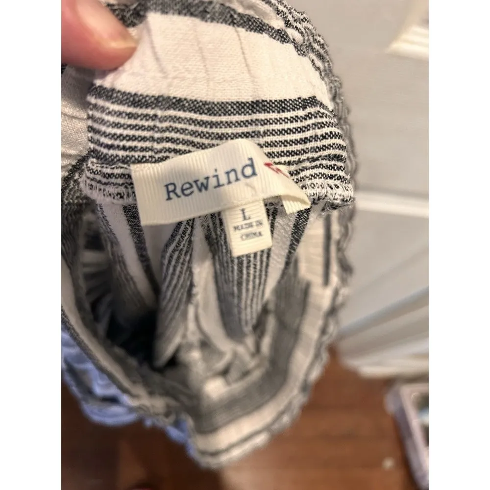 Rewind Womens Large Linen Blend Wide Leg Cropped Pants Boho Beachy Coastal - Image 6