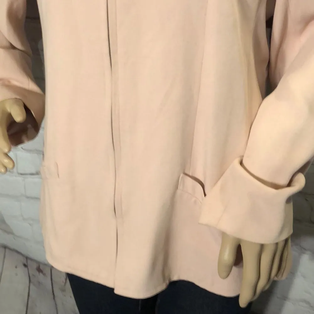 Lands’ End Vintage Pink Blazer Zip Front 1… - Image 3