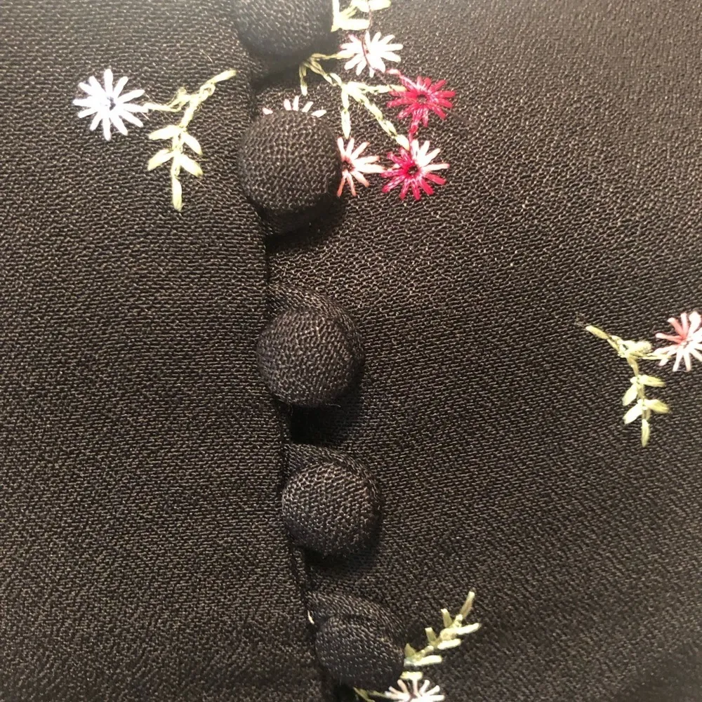 VTG 80’s Cropped Button Front Black Floral Embroidered Vest Size 3 JR Dressy - Image 3