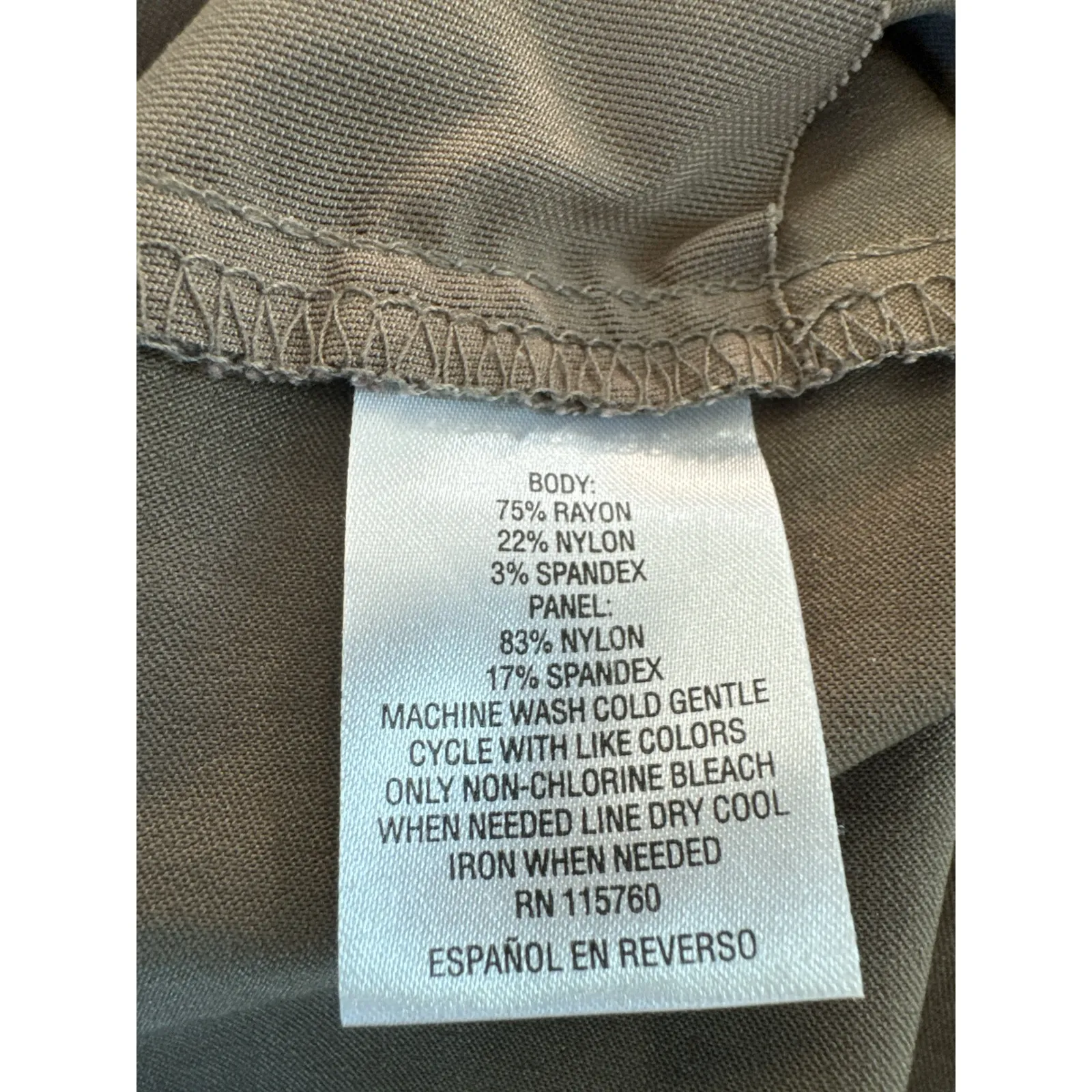 JM Collection Stretch Taupe Career Pants Wide Waistband Stud Detail Size M - Image 8