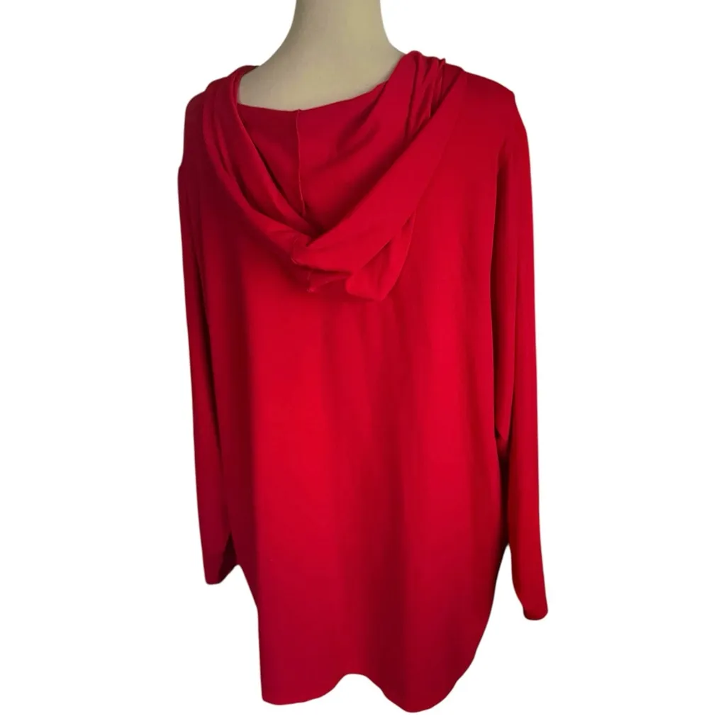 Quacker Factory Christmas Scotty Dog Sparkly Hooded Top. SZ. 3X. Red - Image 5