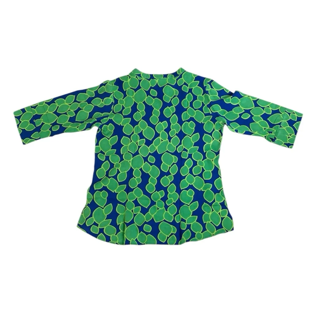 Escapada Geometric Bell Sleeve Top Womens Size Small Blue And Green - Image 4