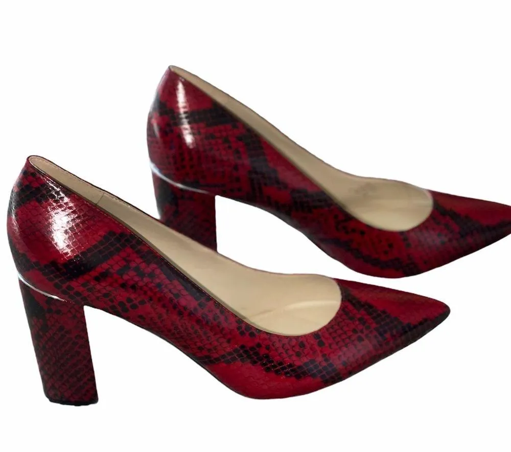 NEW MARC FISHER SNAKE PRINT Pump Heel Sandal Slip On - Image 6