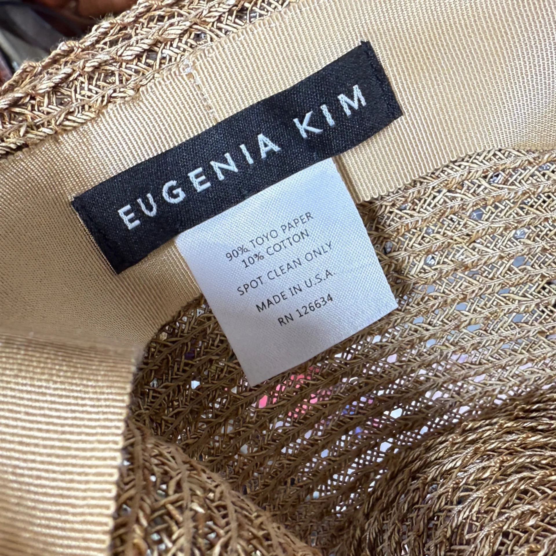 Eugenia Kim Straw Hat with Sequin Ribbon Tan - Image 9