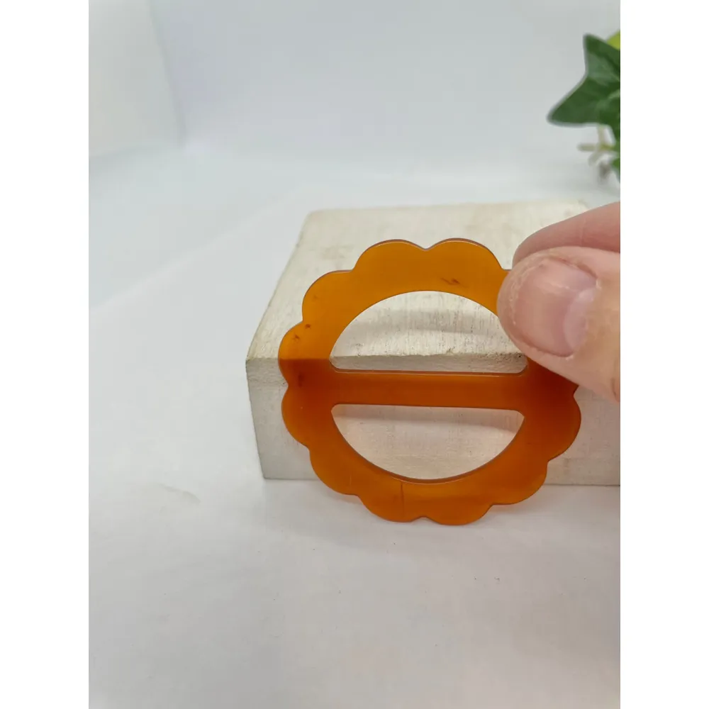 Vintage 20s Bakelite Orange Circular Art Deco Belt Buckle - Image 5