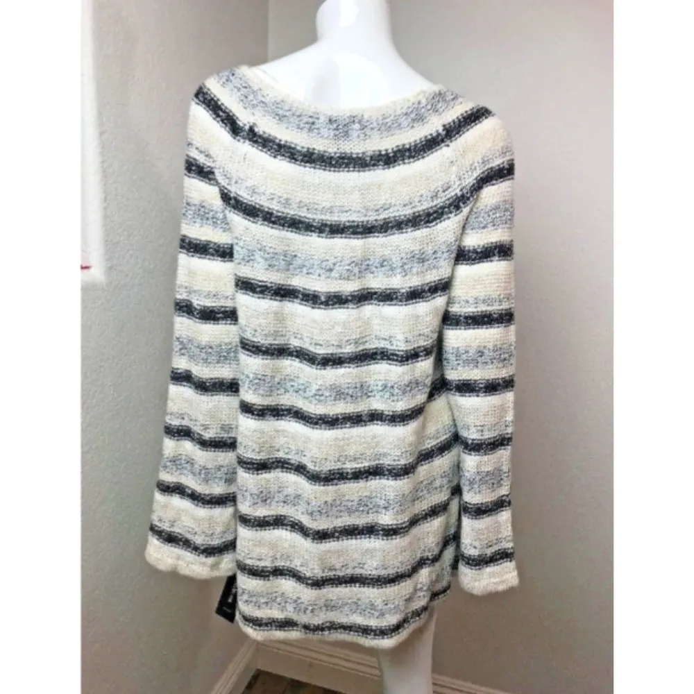 Style & Co Sweater XL Ivory Striped Cable Knit - Image 4