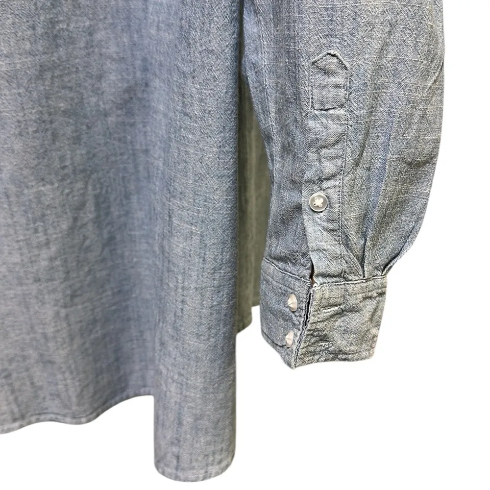 Bit & Bridle Cotton Denim Button Down Long Sleeve Belt Loop Shirt Dress Womens L Blue Size L - Image 10