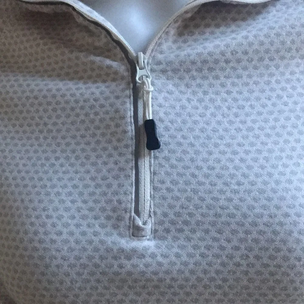 Eddie Bauer 1/4 Zip Jacket Cream Gray Zipped Pocket Thumb Hole Women Size Small - Image 4