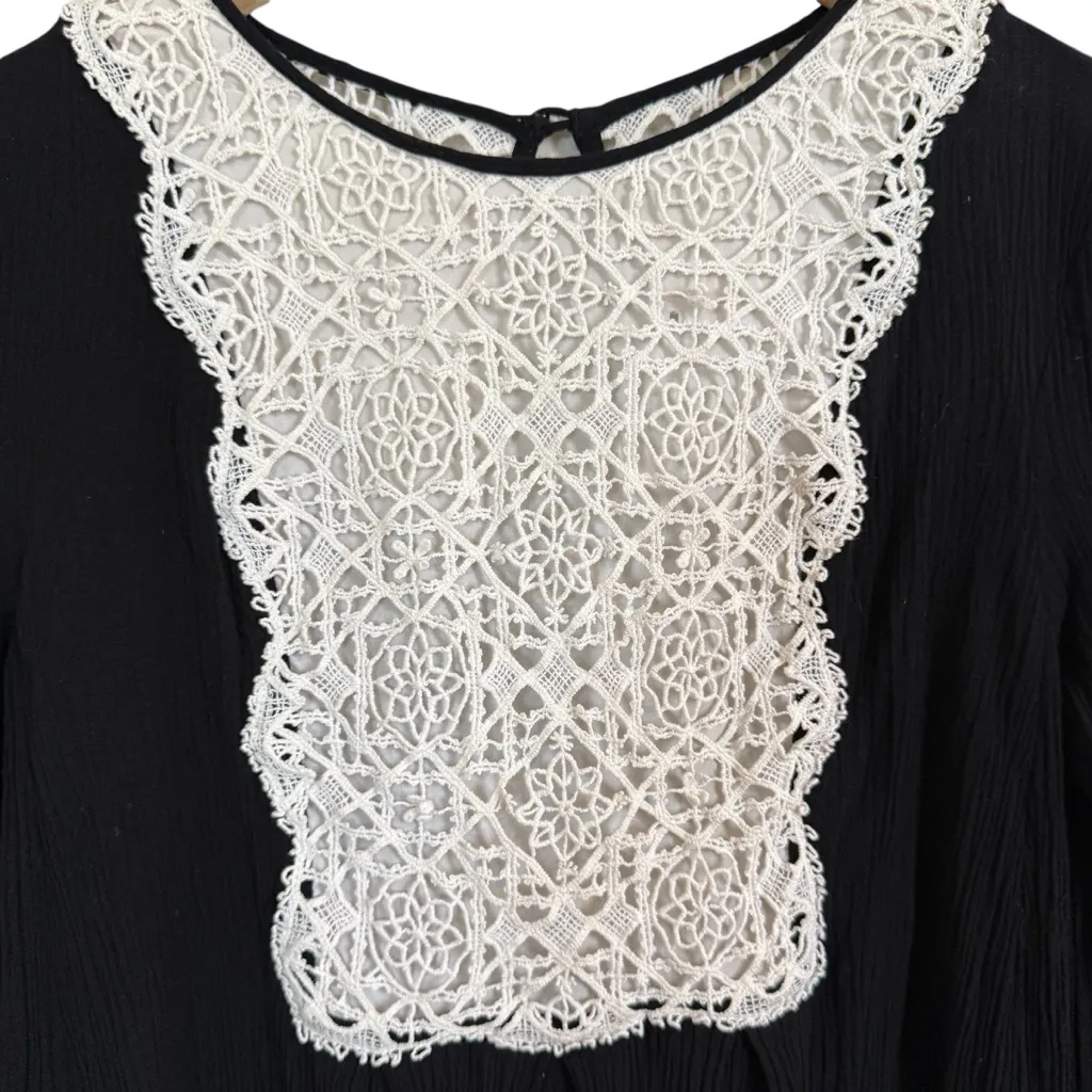 Free People Black Lace Bib Tunic Top Women’s Size XS - Image 2