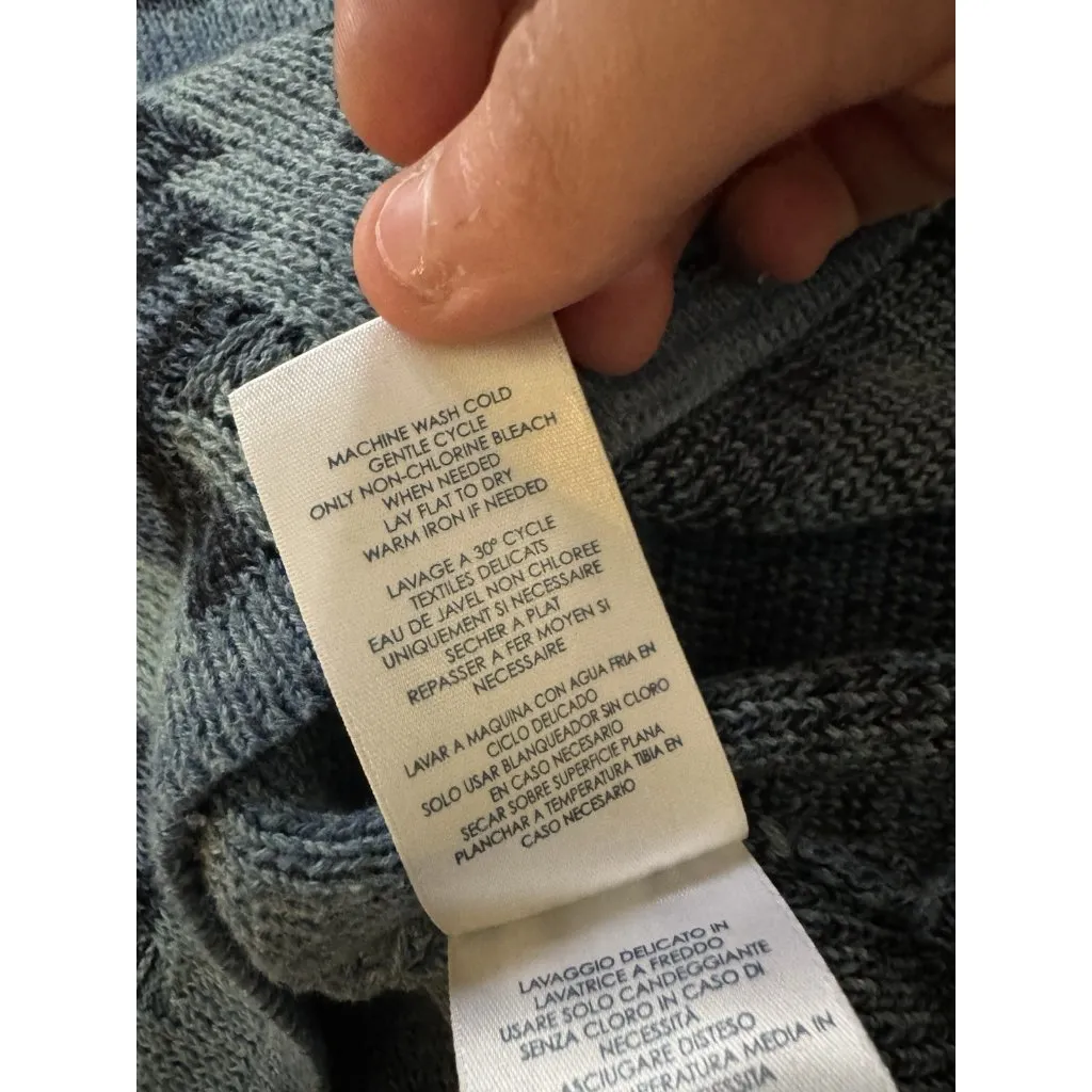 Chaps Denim Sweater Women Size XL Aztec Southwestern Short Sleeve Knit Pullover Blue - Image 8