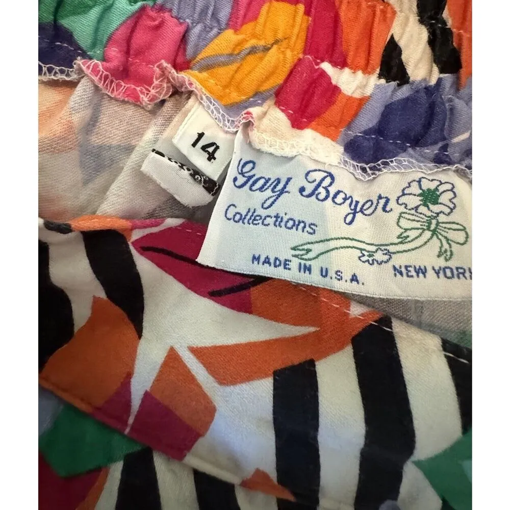 Gay Boyer High Waisted VTG Floral Multicolor Cropped Elastic Band Pants 14 READ - Image 5