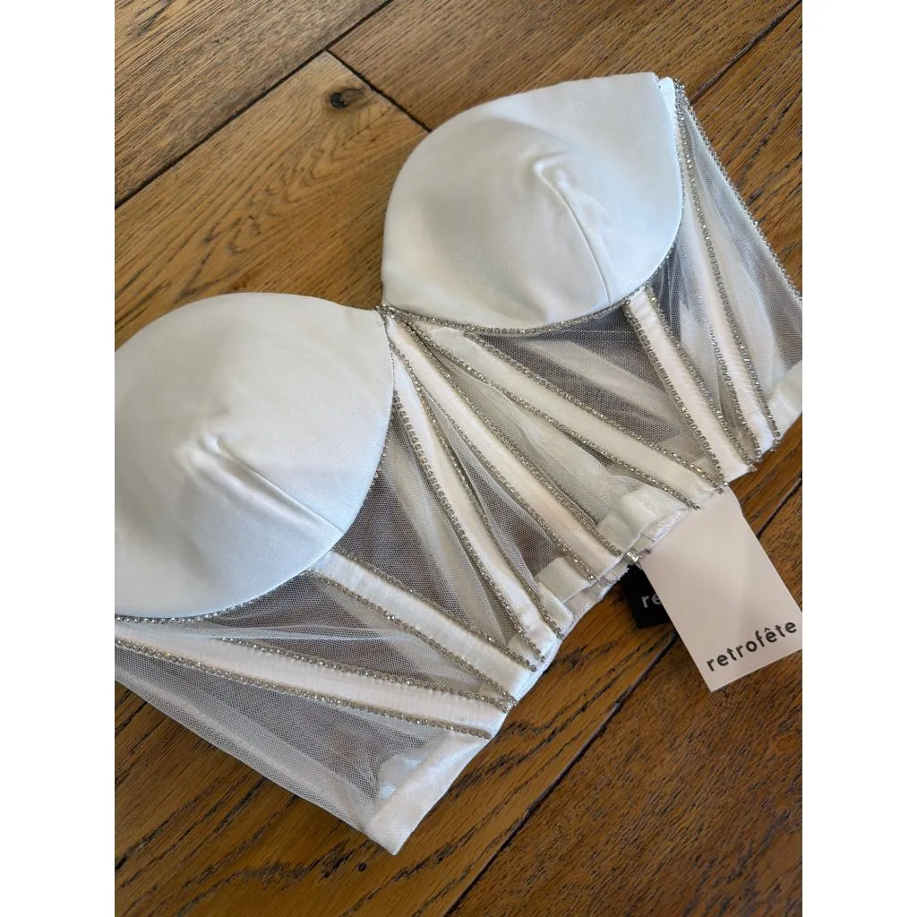 retrofete Lex Bustier Embellished Top White Womens Size Medium - Image 6