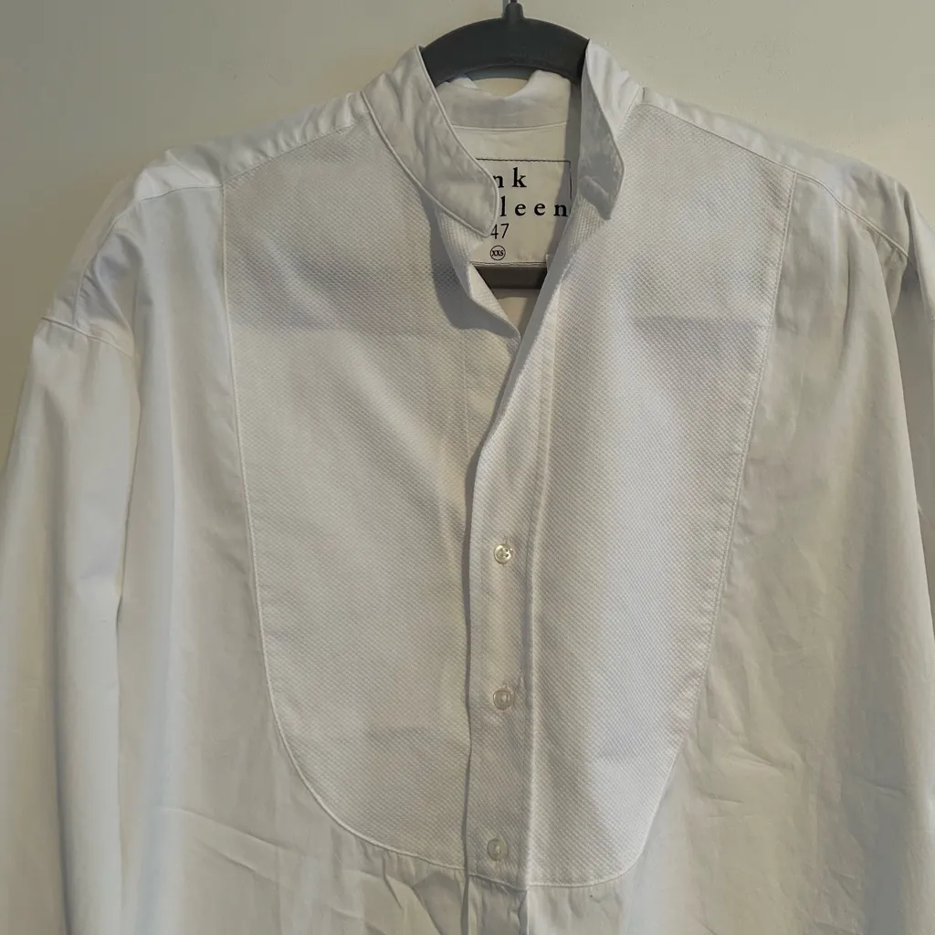 Frank & Eileen Victoria Italian Tuxedo Shirt Sz XXS Oversized White Button Down - Image 3