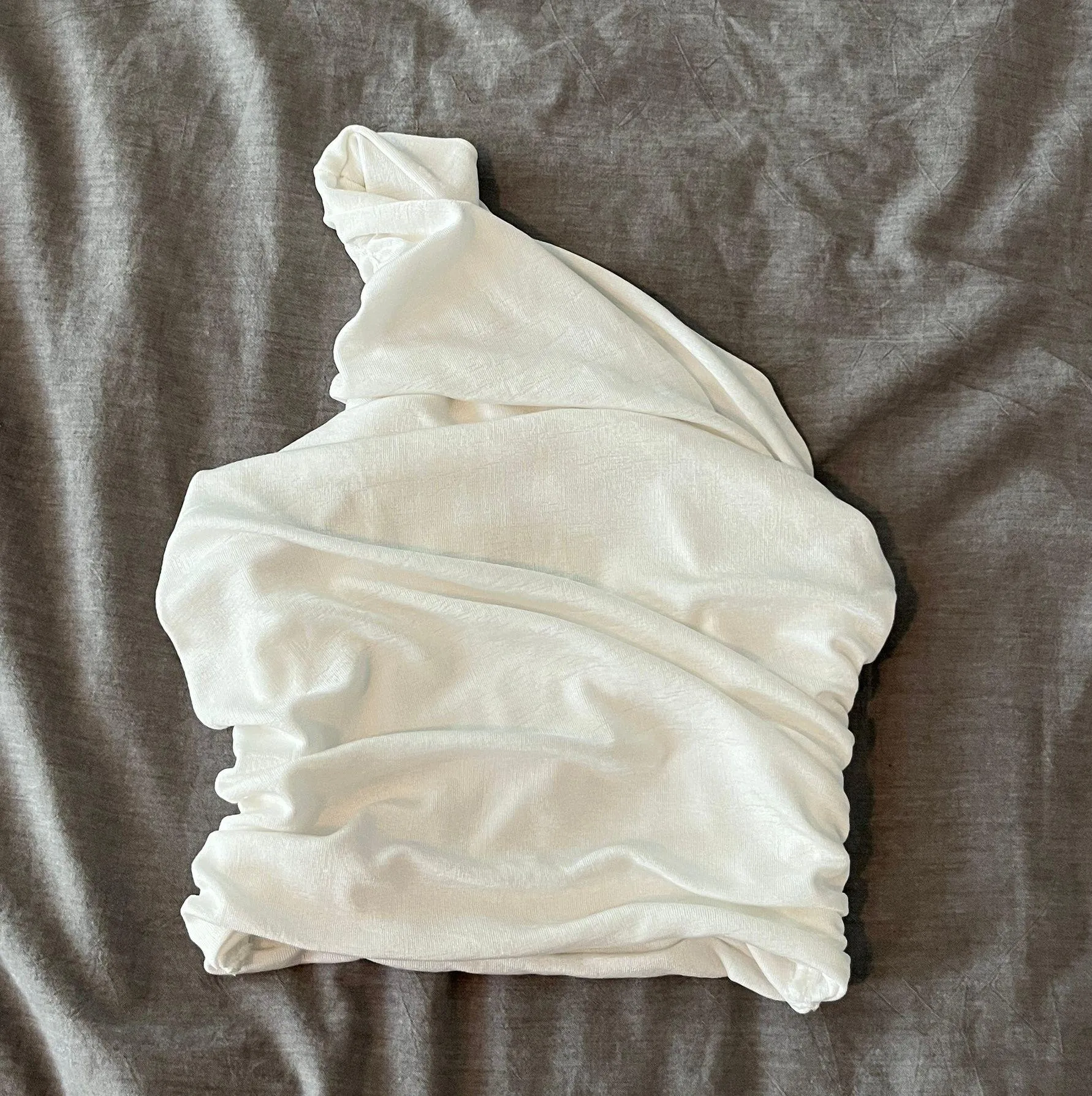 One Shoulder White Crop Top - Image 2