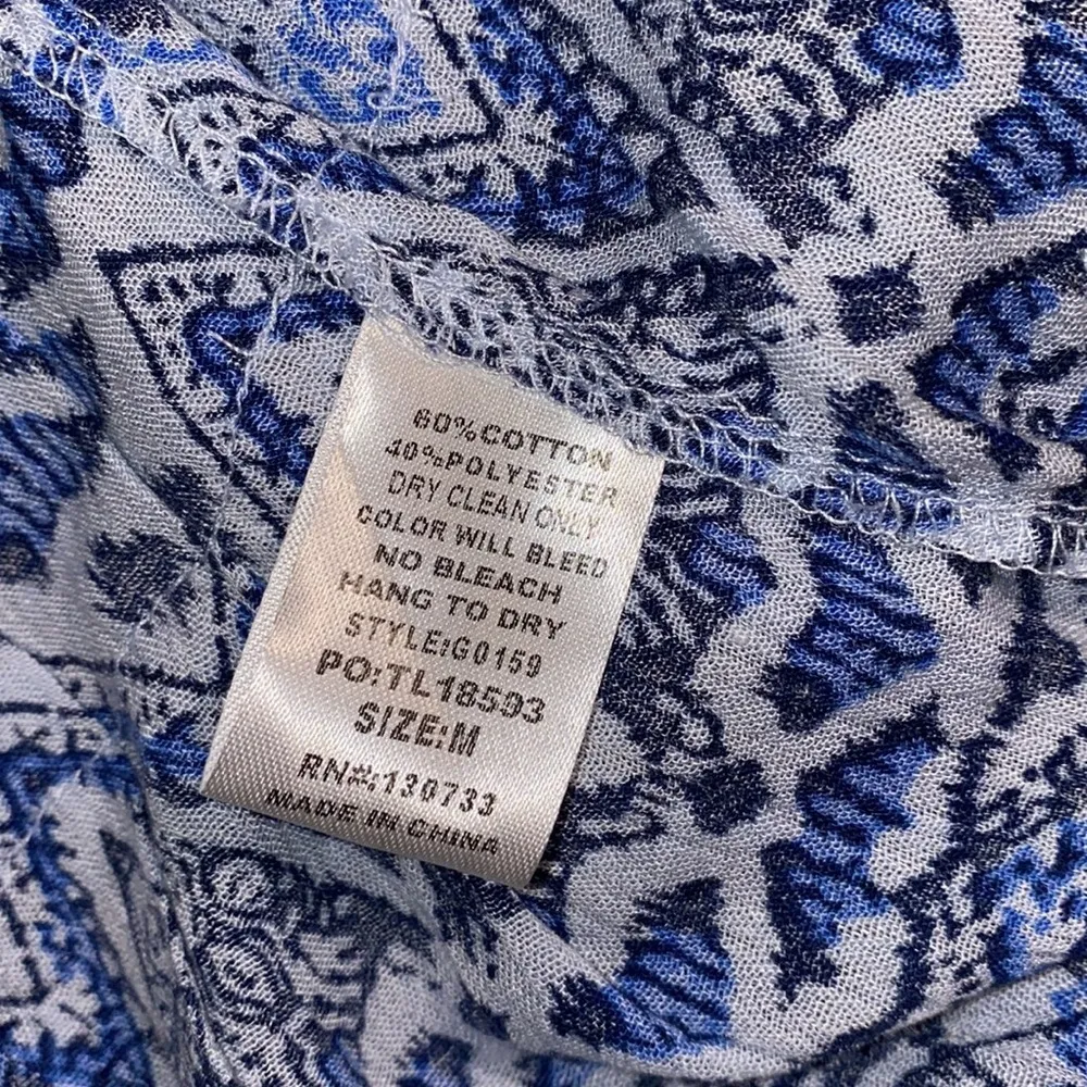 umgee medium women’s blue white lined geometric print double strap halter tank - Image 6