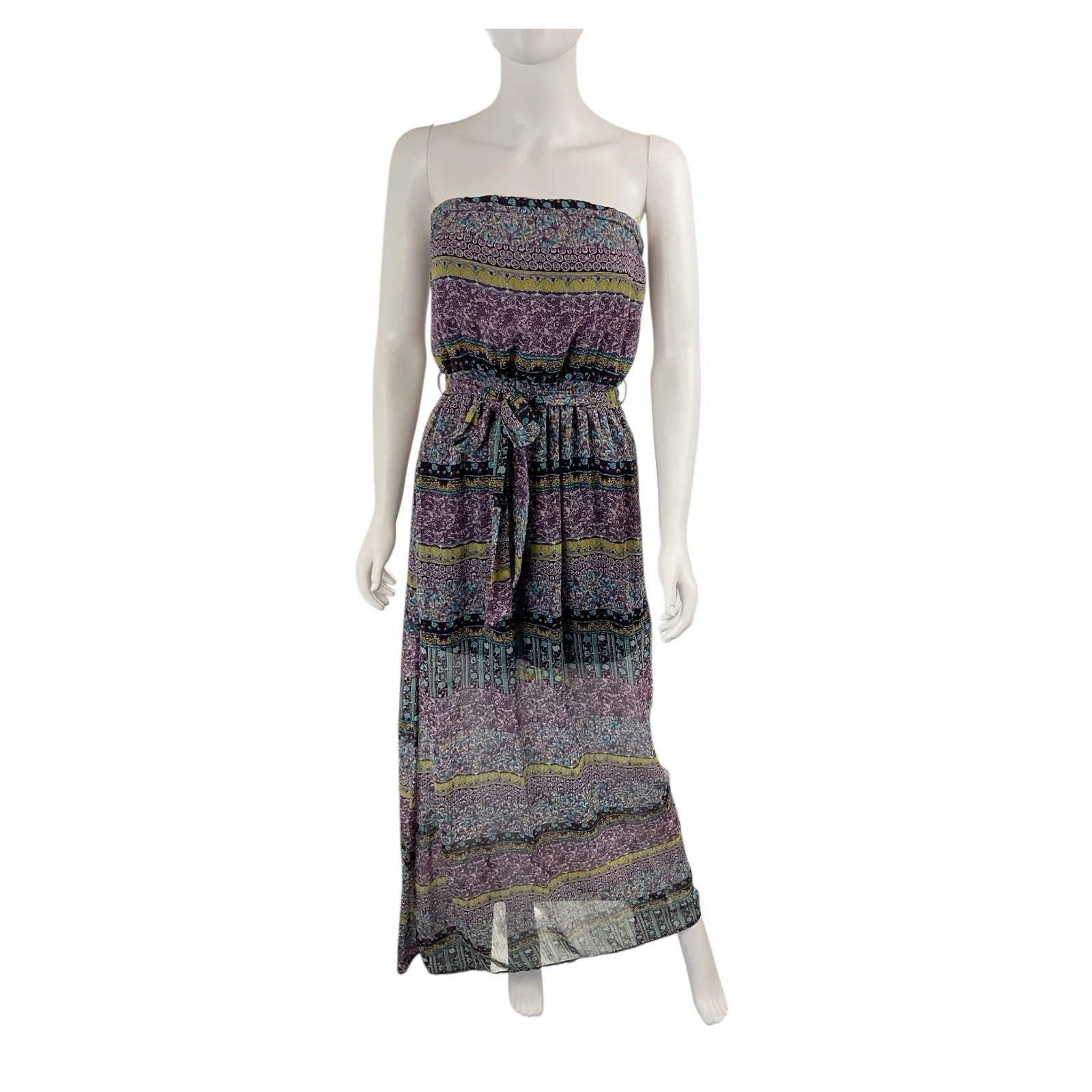 Umgee Dress Small Boho Strapless Maxi Flowy Peasant‎ Tiered Hippie Festival USA - Image 2