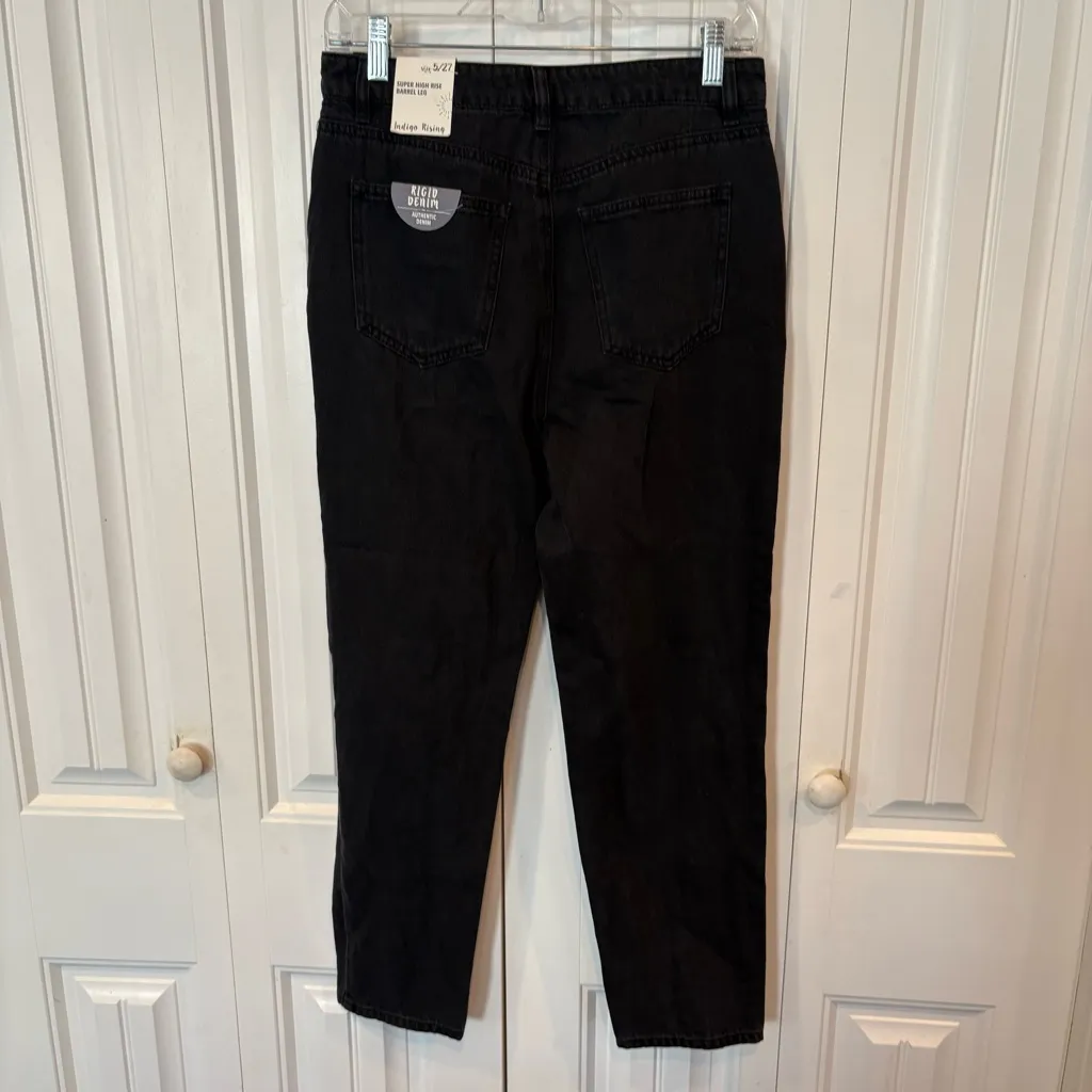 Indigo Rising Black‎ Super High Rise Barrel Leg Jeans Size 5/27 Black - Image 2