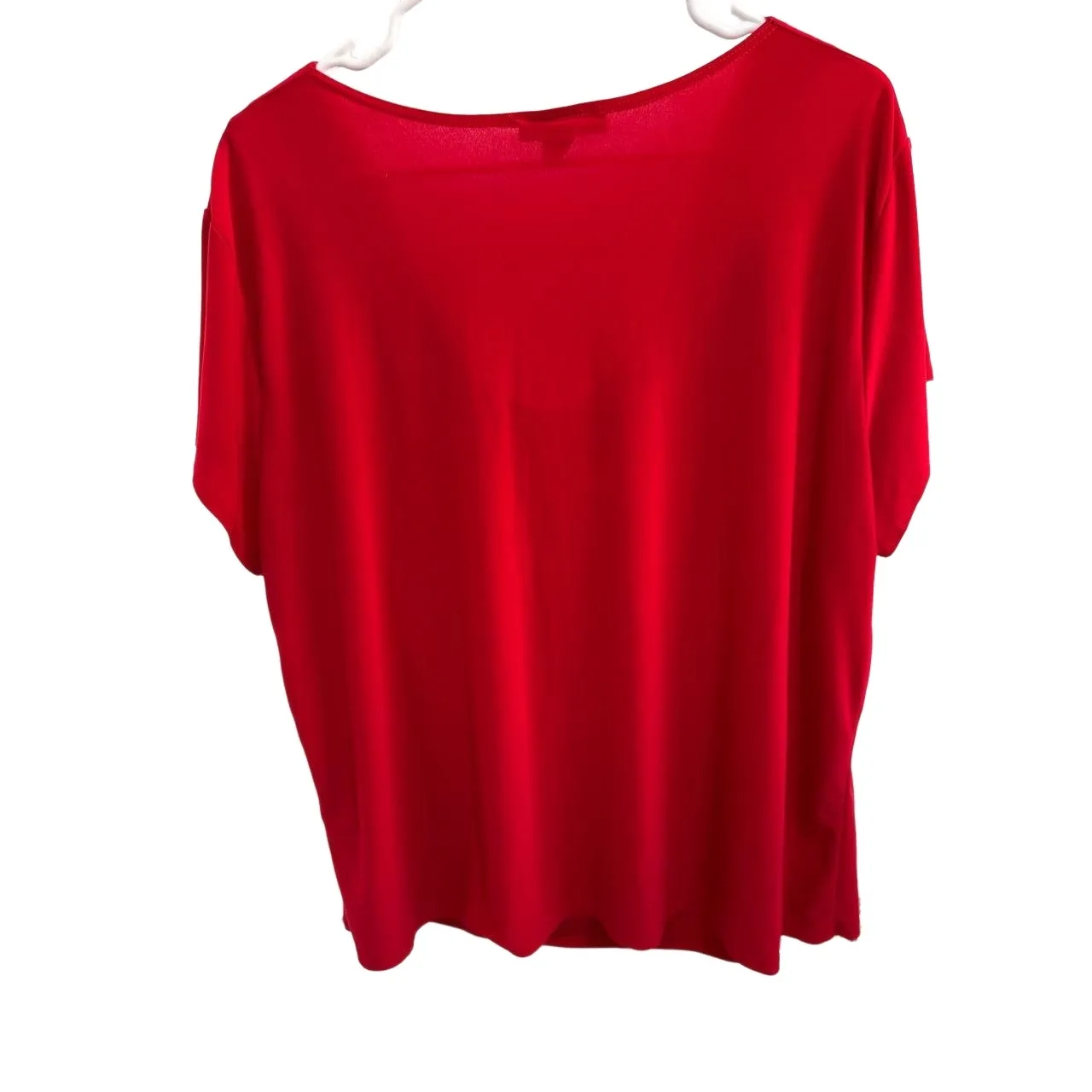 Carol Rose Red Cowl-Neck Short Sleeve Blouse‎ (Size L) - Image 3