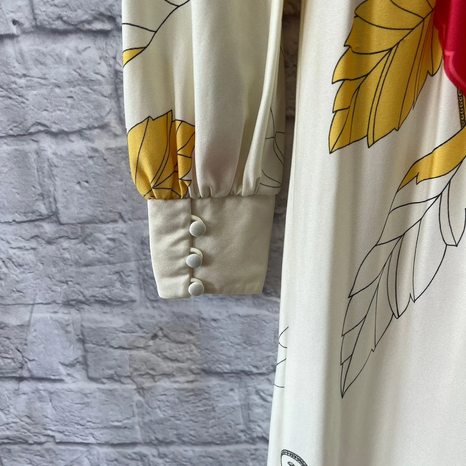 Vintage Tori Richard Honolulu Floral Maxi Dress Size 8 Long Sleeve V-Neck Hawaii - Image 7