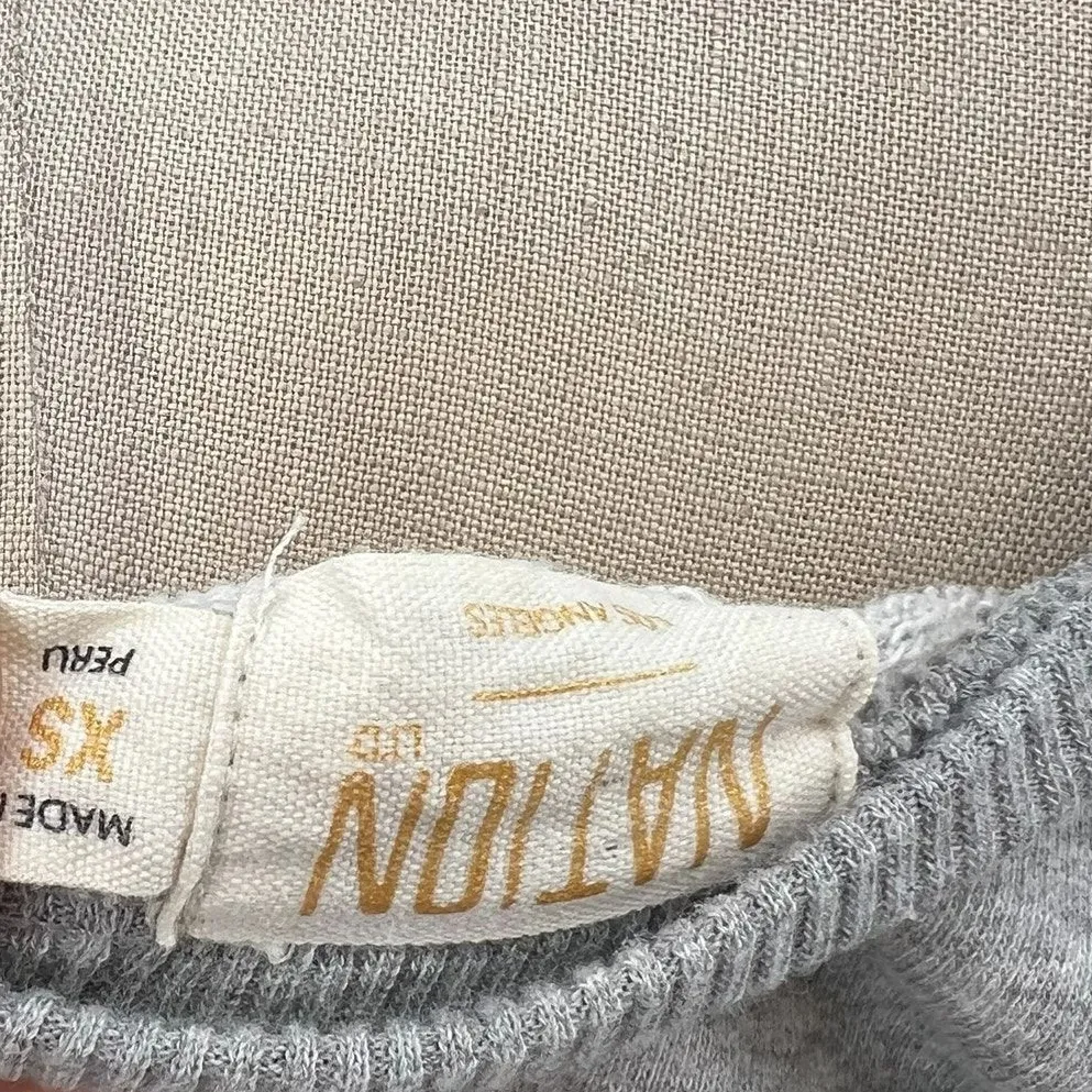 Nation LTD One Shoulder Sleeve Sweatshirt Pima Cotton Terry Gray Size XS - Image 5