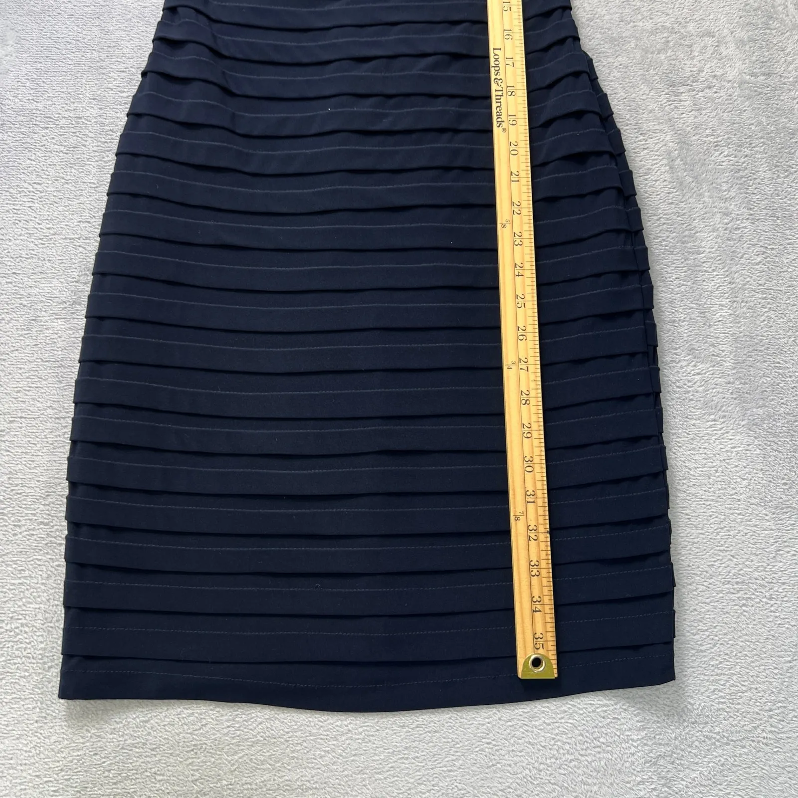 Adrianna Papell Navy Blue Sheath Dress Lace Yoke Sleeveless‎ Size 8 Cocktail - Image 9