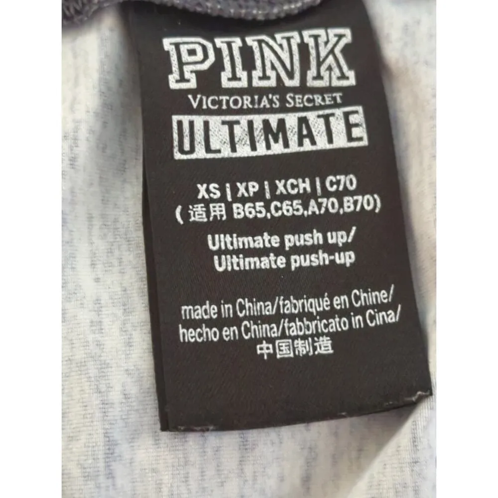 Pink Victoria’s Secret Ultimate Gray‎ & Black Strappy V-Neck Sports Bra Size XS - Image 4