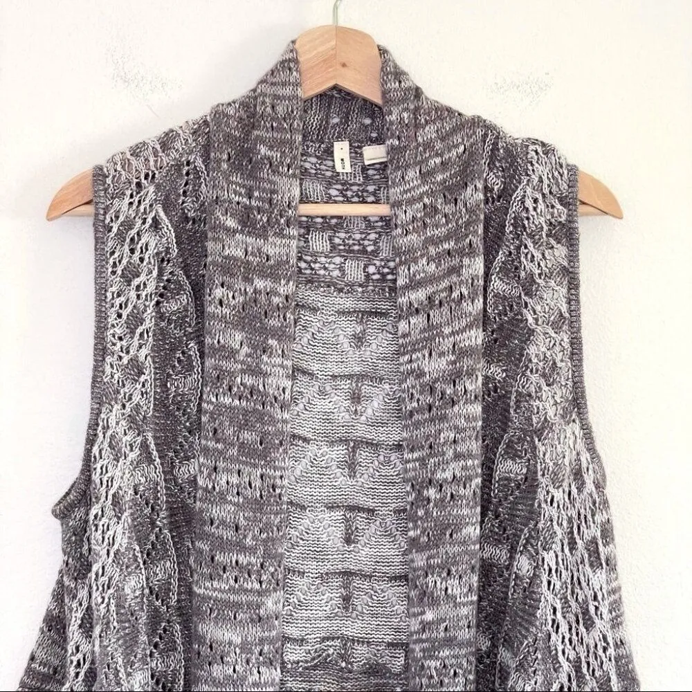 Anthropologie Moth Lavena Pointelle Vest Women's XS Gray Boho Crochet Hippie Y2K - Image 8