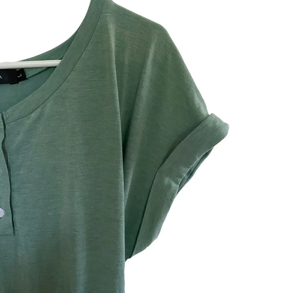 Zesica green cuffed sleeve belted sun dress large Green - Image 3