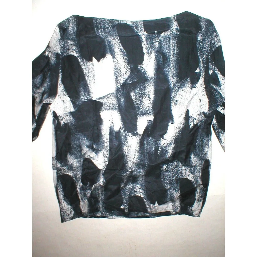 NWT New Womens Designer Acne Blouse Top 36 IT 2 Silk Black Gray Begonia Career - Image 10