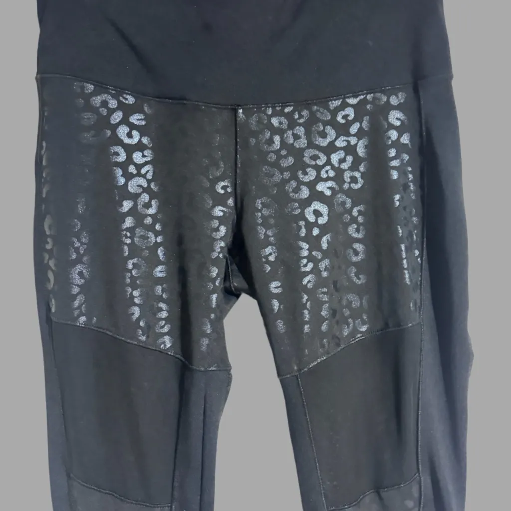 Kenneth‎ Cole Reaction Black Leopard Leggings W/ Mesh Legs Sz Small - Image 4